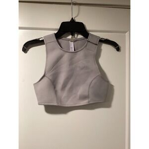SKIMS Sport Swim High Neck Bikini Top Chrome Grey XS NWT